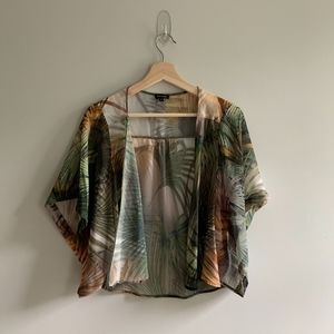 SHEER FLOWY TROPICAL KIMONO